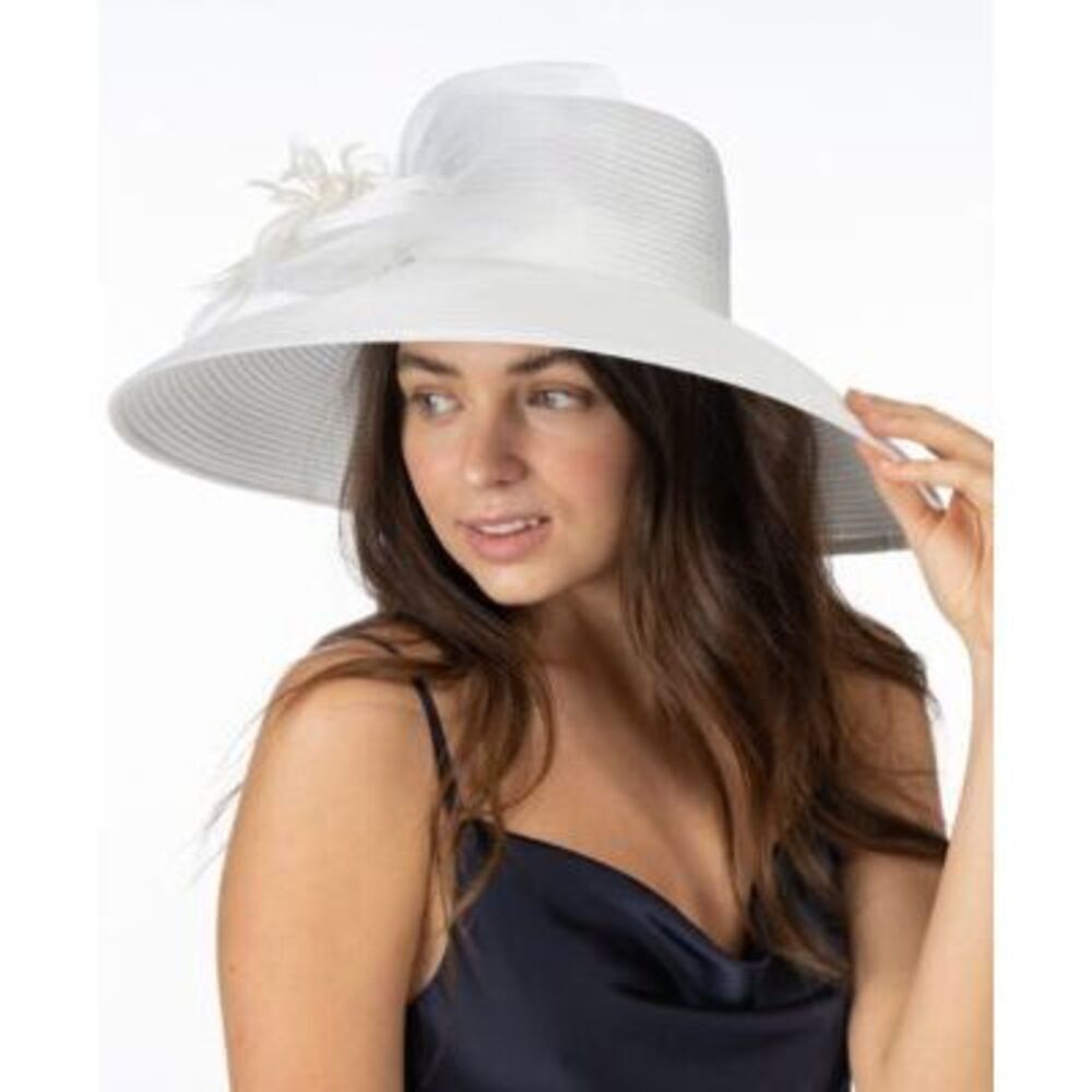 Bellissima Millinery Collection Women's White Feather Dressy Hat One Size NWT
